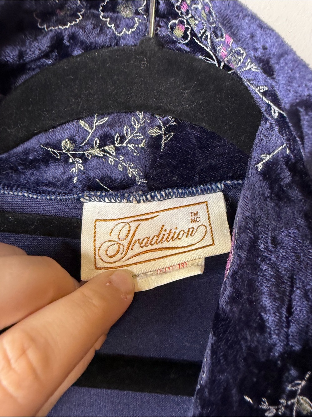 Vintage 90s Tradition Crushed Velvet Floral Robe Dressing Gown XL - Picture 4 of 9